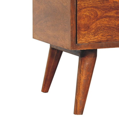 24" Chestnut Solid Wood Oval Top One Drawer Nightstand HomeRoots