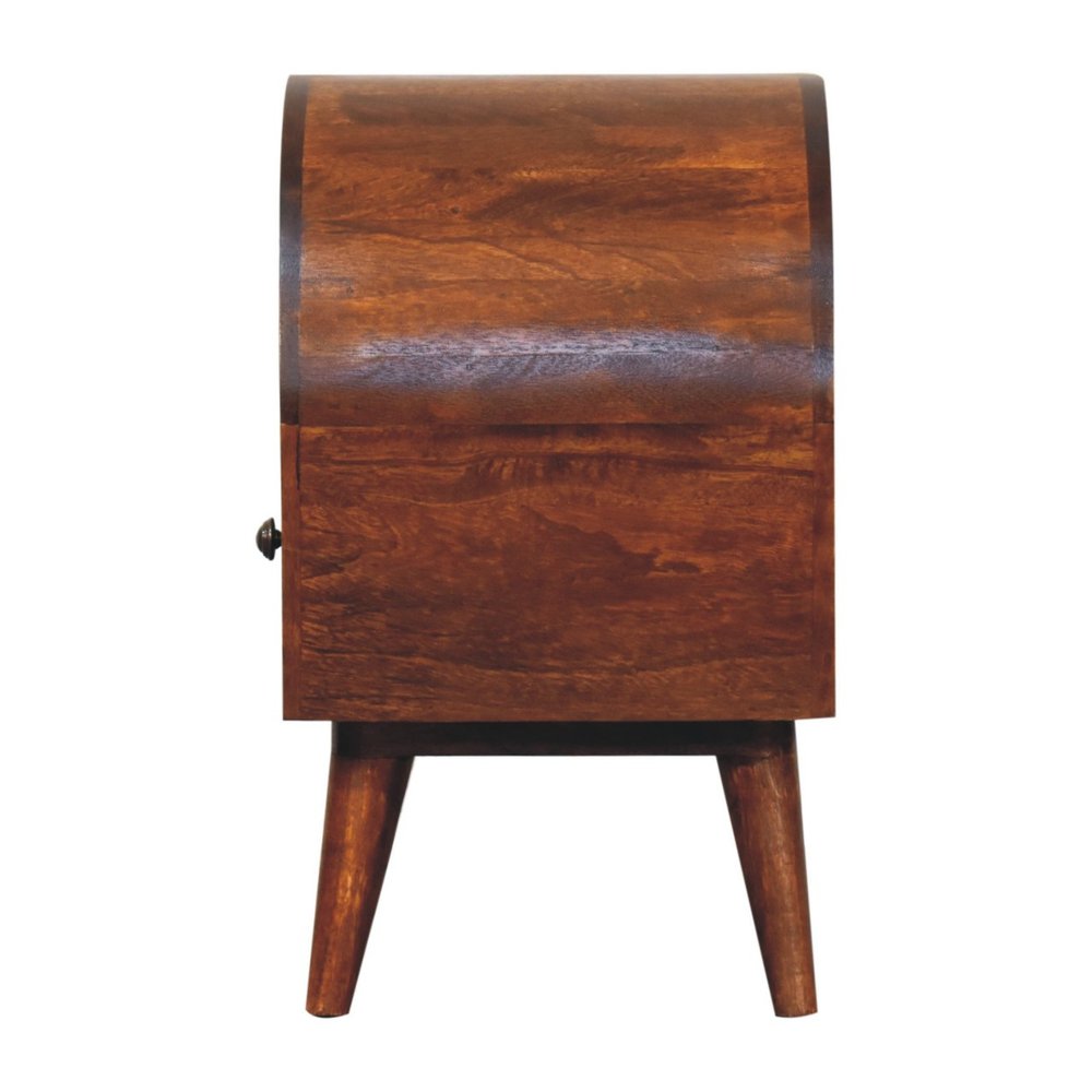 24" Chestnut Solid Wood Oval Top One Drawer Nightstand HomeRoots