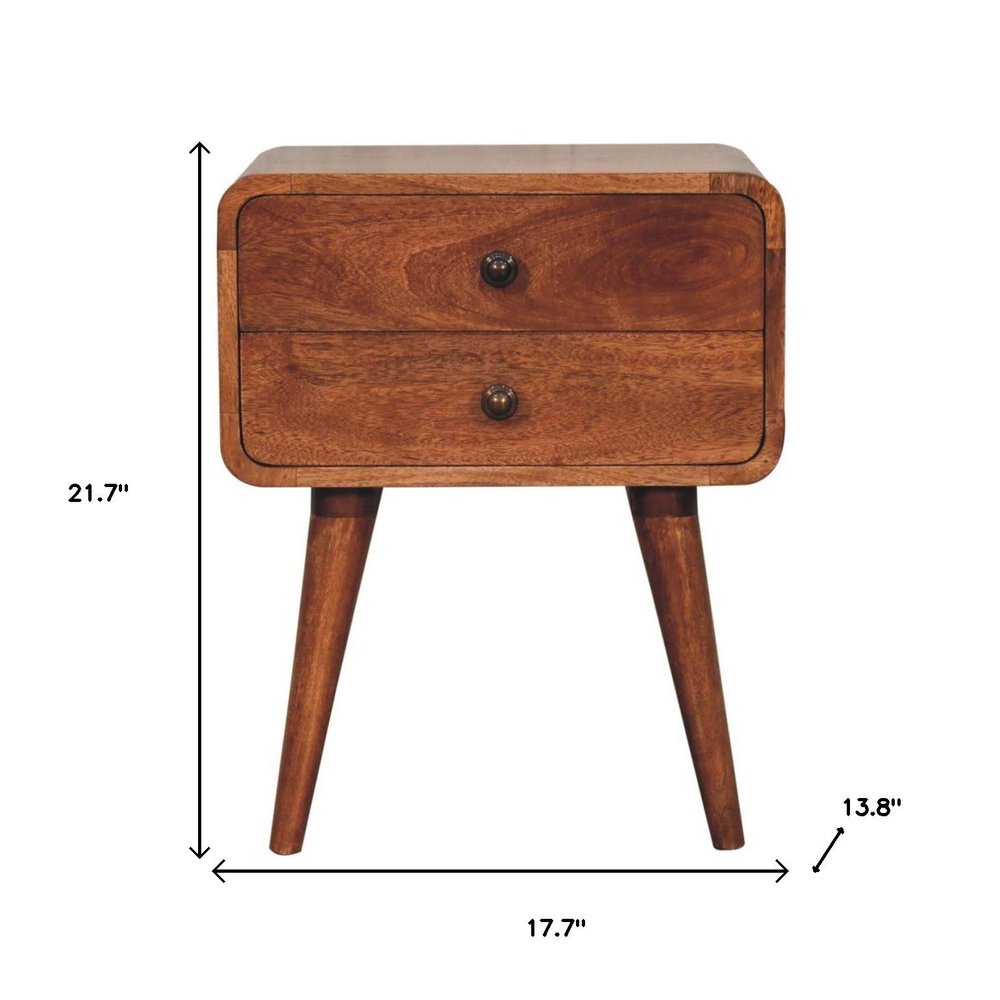 22" Brown Solid Wood Two Drawer Nightstand HomeRoots