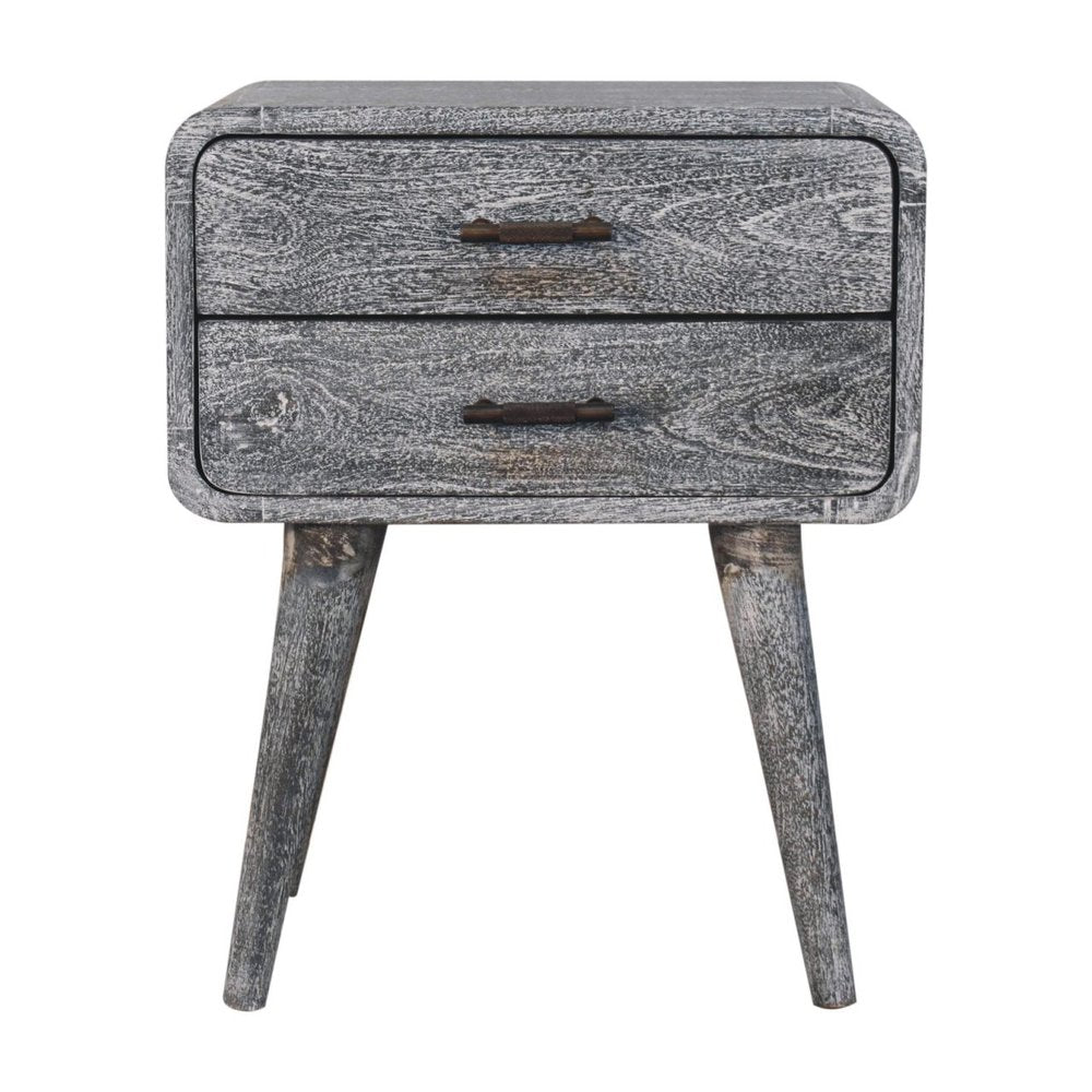 22" Gray Solid Wood Distressed Two Drawer Nightstand HomeRoots