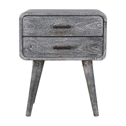 22" Gray Solid Wood Distressed Two Drawer Nightstand HomeRoots