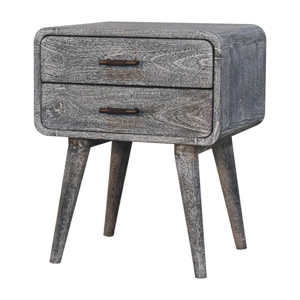 22" Gray Solid Wood Distressed Two Drawer Nightstand HomeRoots