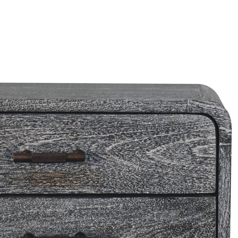 22" Gray Solid Wood Distressed Two Drawer Nightstand HomeRoots