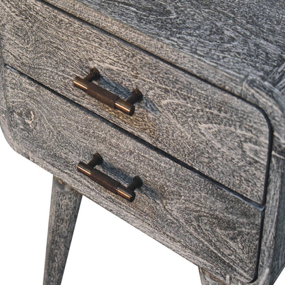 22" Gray Solid Wood Distressed Two Drawer Nightstand HomeRoots