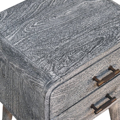 22" Gray Solid Wood Distressed Two Drawer Nightstand HomeRoots
