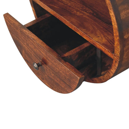 16" Chestnut Solid Wood Round One Drawer Floating Nightstand