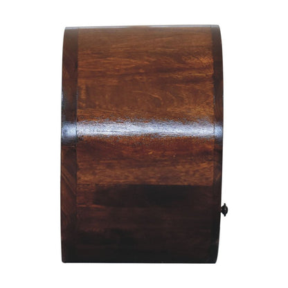 16" Chestnut Solid Wood Round One Drawer Floating Nightstand HomeRoots