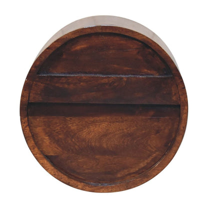 16" Chestnut Solid Wood Round One Drawer Floating Nightstand HomeRoots