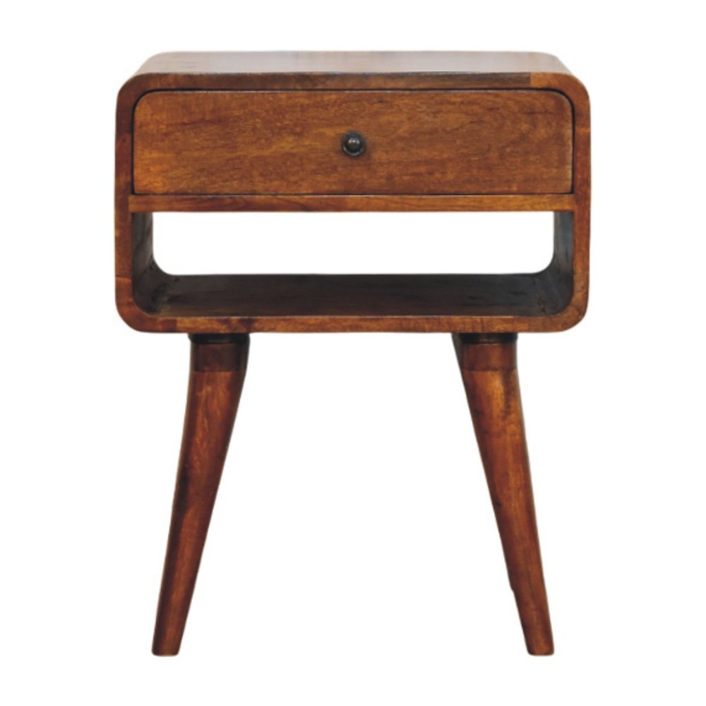 22" Chestnut Solid Wood One Drawer Nightstand — view 1