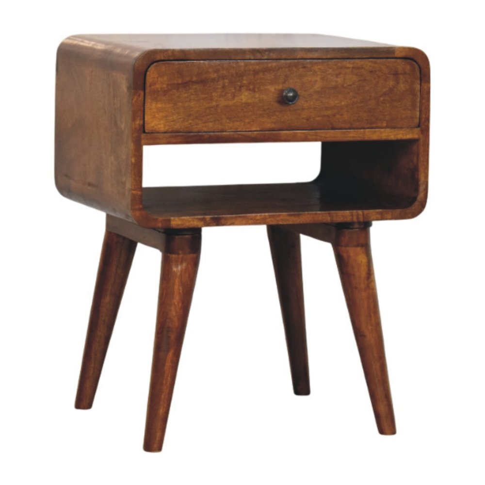 22" Chestnut Solid Wood One Drawer Nightstand — view 2