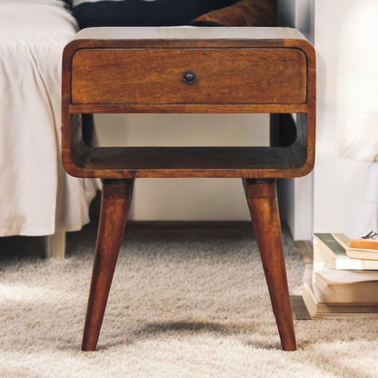 22" Chestnut Solid Wood One Drawer Nightstand HomeRoots