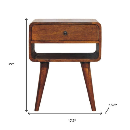 22" Chestnut Solid Wood One Drawer Nightstand HomeRoots