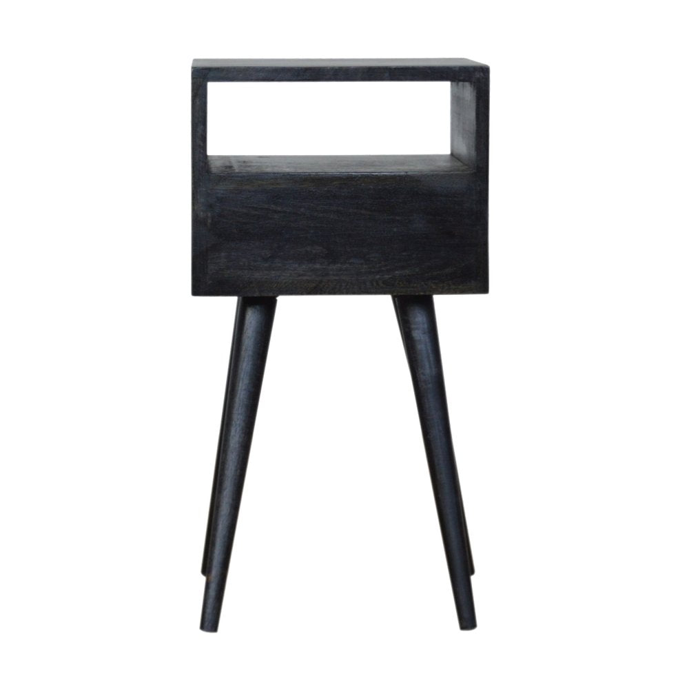 22" Black Solid Wood Square One Drawer Nightstand — view 1