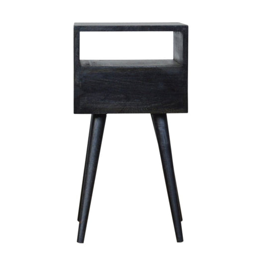 22" Black Solid Wood Square One Drawer Nightstand