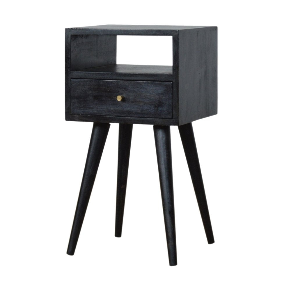 22" Black Solid Wood Square One Drawer Nightstand — view 4