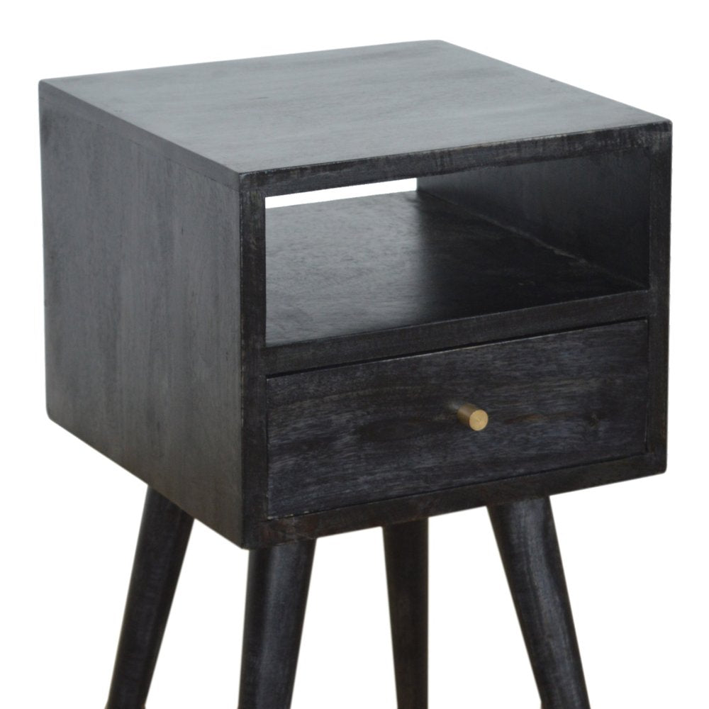 22" Black Solid Wood Square One Drawer Nightstand - FurniFindUSA