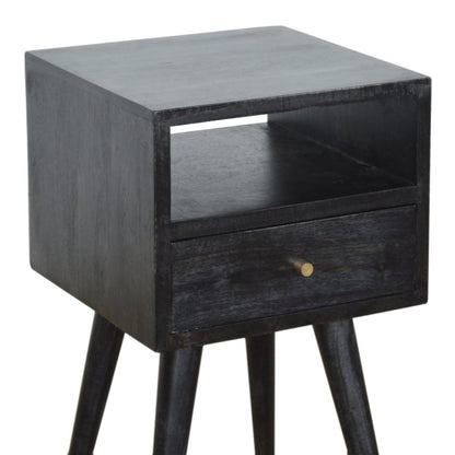 22" Black Solid Wood Square One Drawer Nightstand - FurniFindUSA
