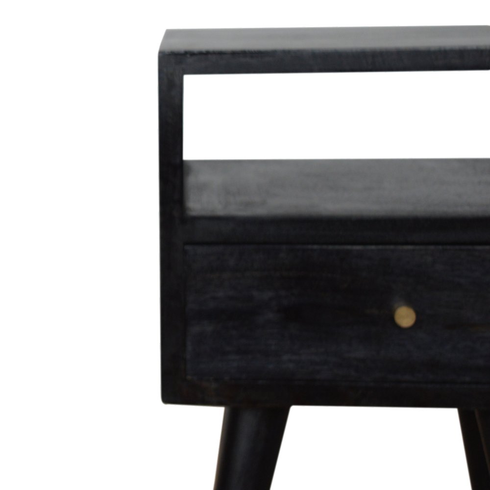 22" Black Solid Wood Square One Drawer Nightstand — view 7