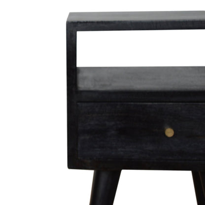 22" Black Solid Wood Square One Drawer Nightstand - FurniFindUSA