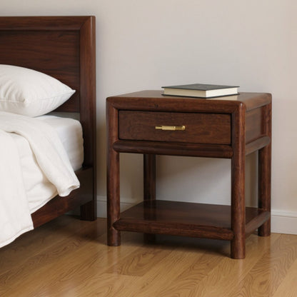 20" Chestnut Solid Wood Square One Drawer Nightstand HomeRoots