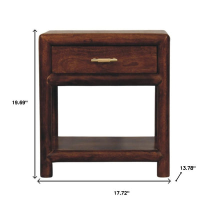 20" Chestnut Solid Wood Square One Drawer Nightstand HomeRoots