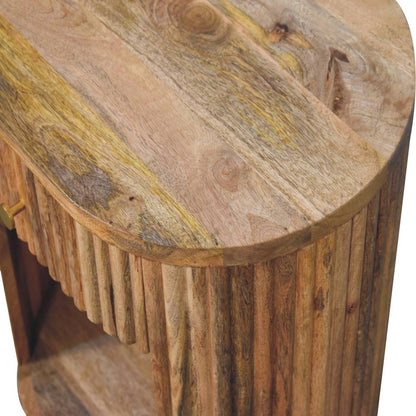 23" Natural Solid Wood Oval Ribbed Texture One Drawer Nightstand HomeRoots