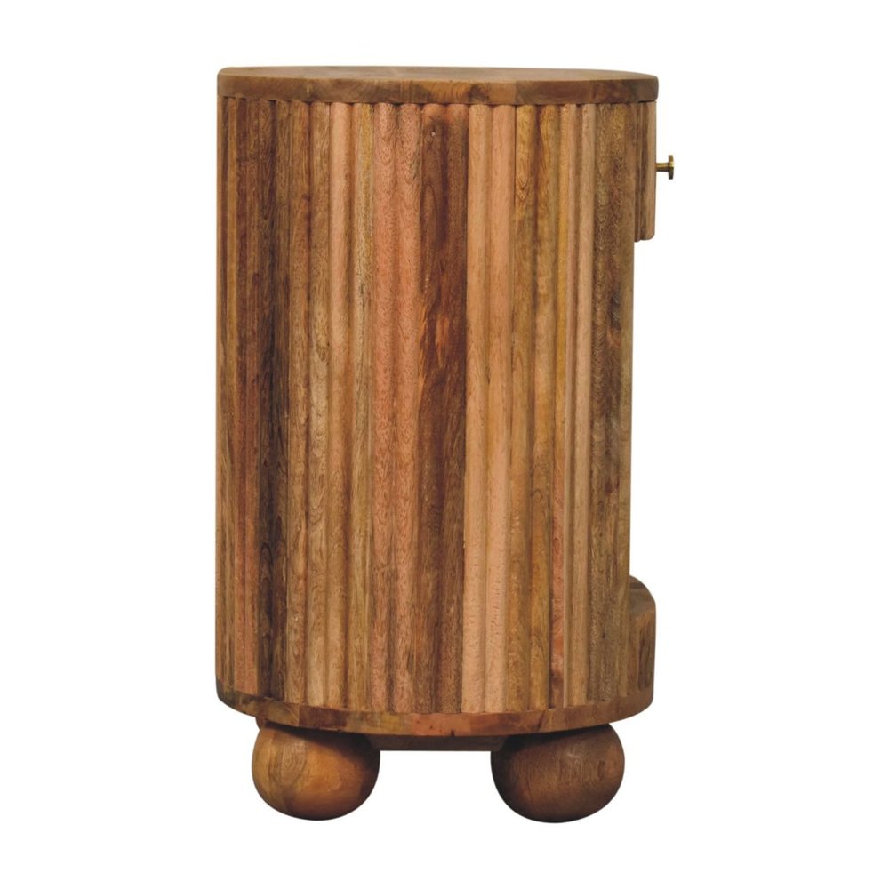 23" Natural Solid Wood Oval Ribbed Texture One Drawer Nightstand HomeRoots