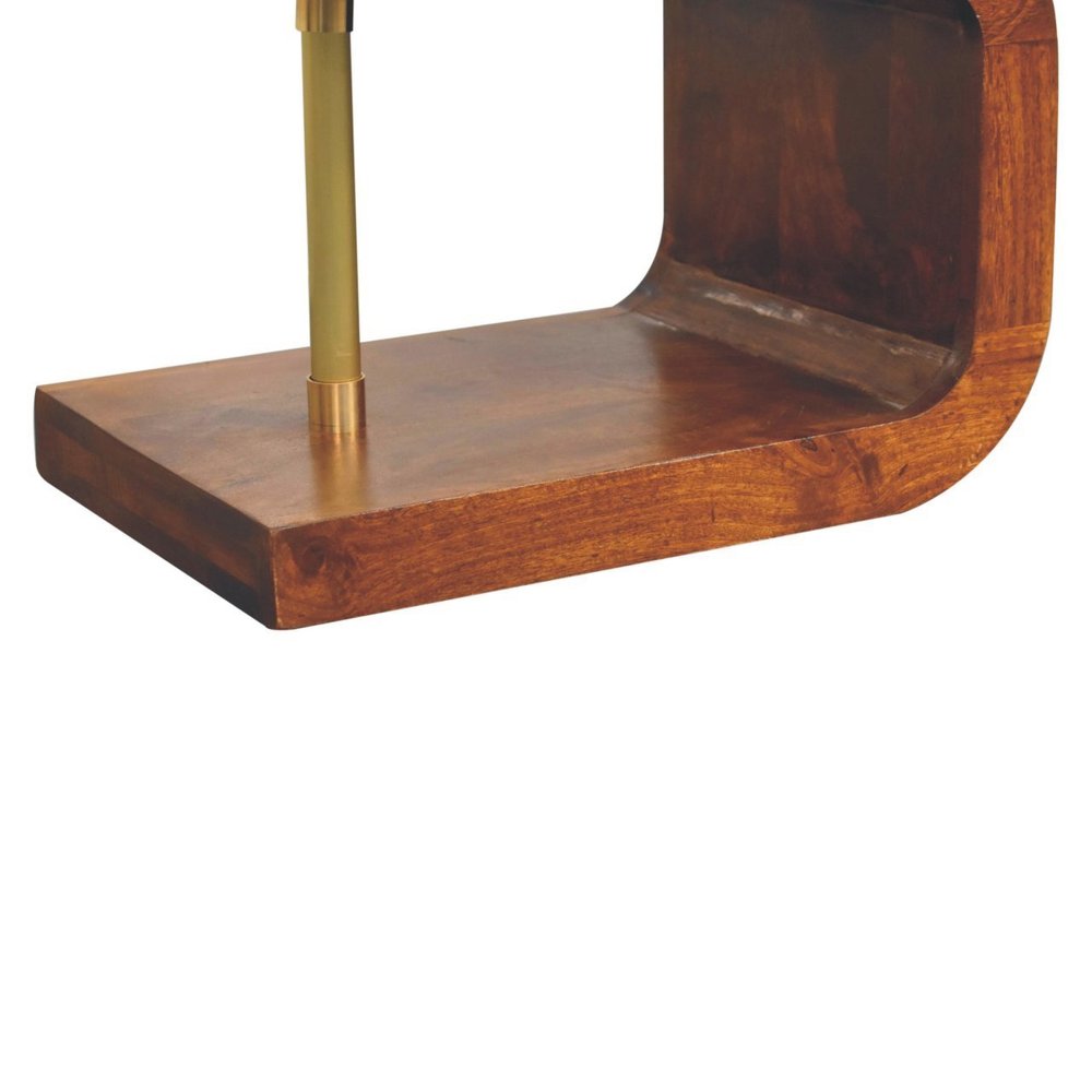 24" Chestnut And Gold Solid Wood Curved Nightstand HomeRoots