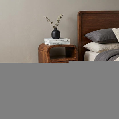 16" Chestnut Solid Wood Square One Drawer Nightstand
