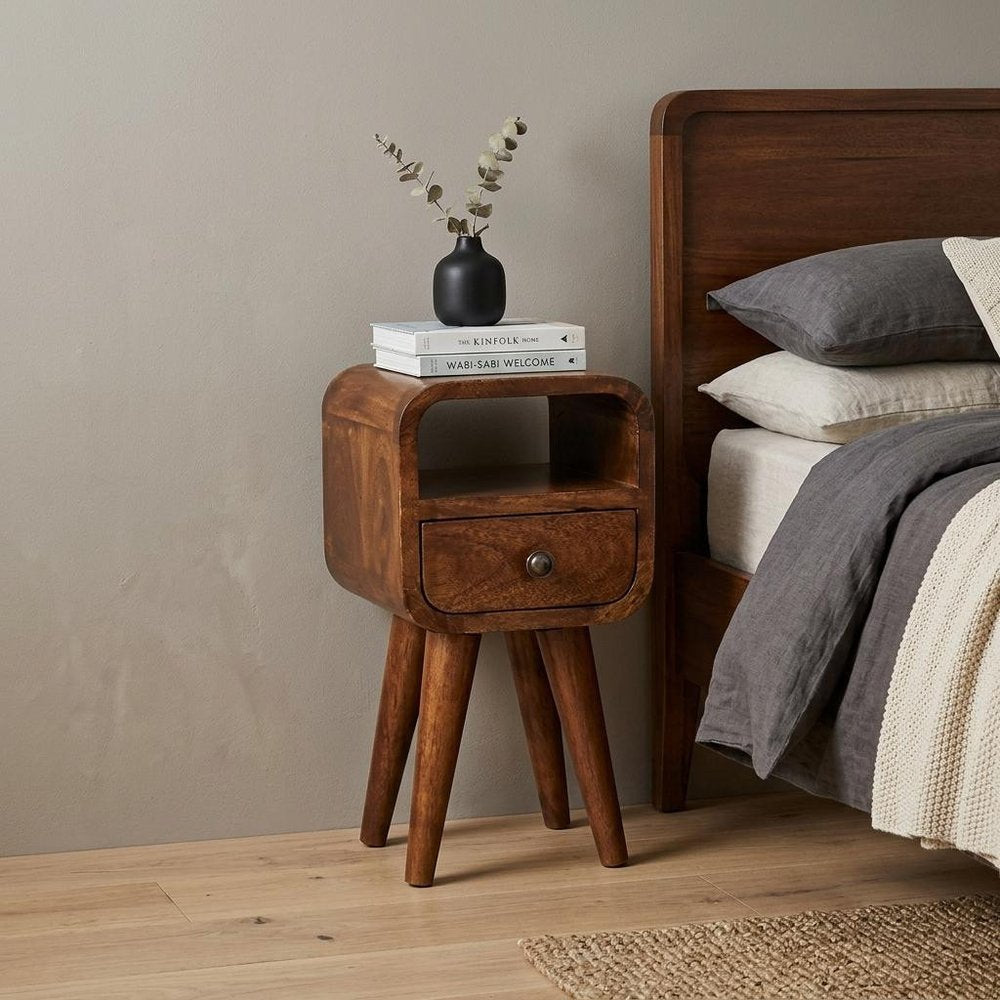 16" Chestnut Solid Wood Square One Drawer Nightstand HomeRoots