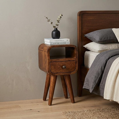 16" Chestnut Solid Wood Square One Drawer Nightstand HomeRoots