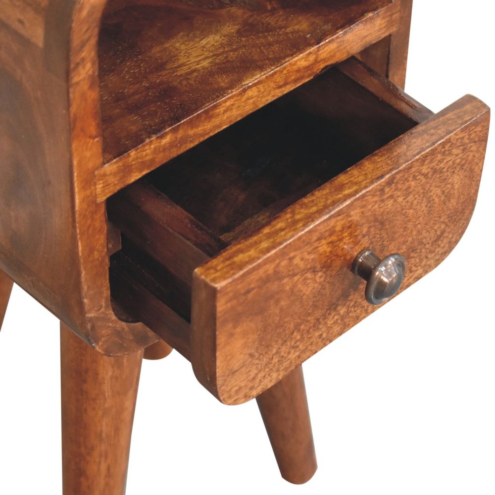 16" Chestnut Solid Wood Square One Drawer Nightstand HomeRoots