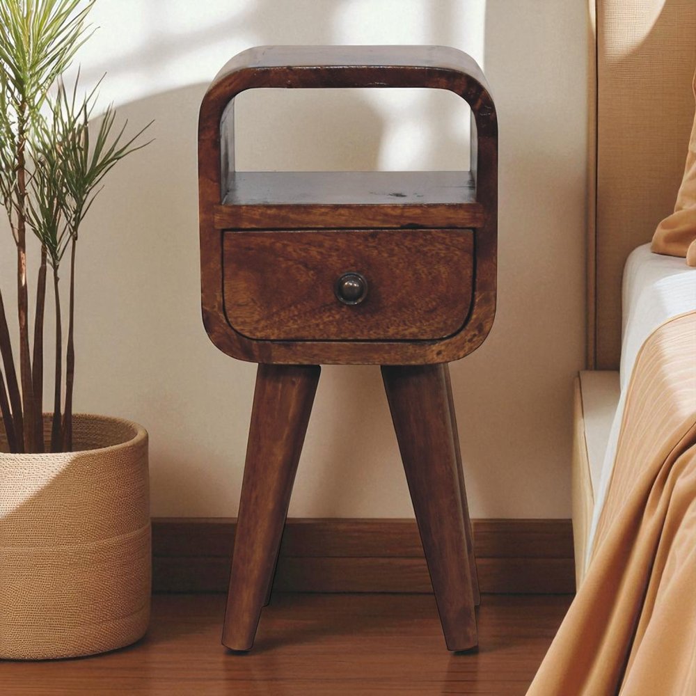 16" Chestnut Solid Wood Square One Drawer Nightstand HomeRoots