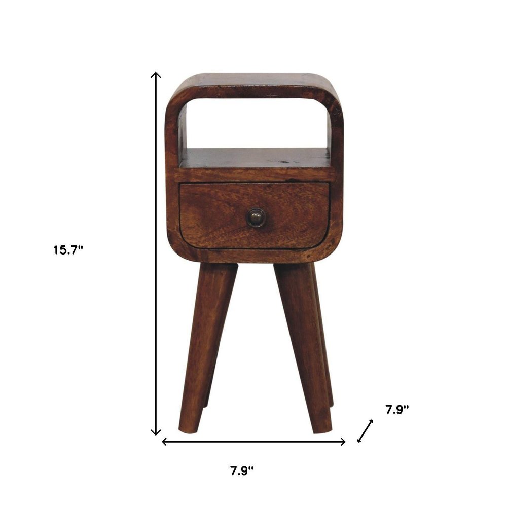 16" Chestnut Solid Wood Square One Drawer Nightstand HomeRoots