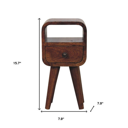 16" Chestnut Solid Wood Square One Drawer Nightstand HomeRoots