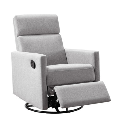 26" Gray Tufted Linen Gliding Swivel Manual Rocker Recliner HomeRoots