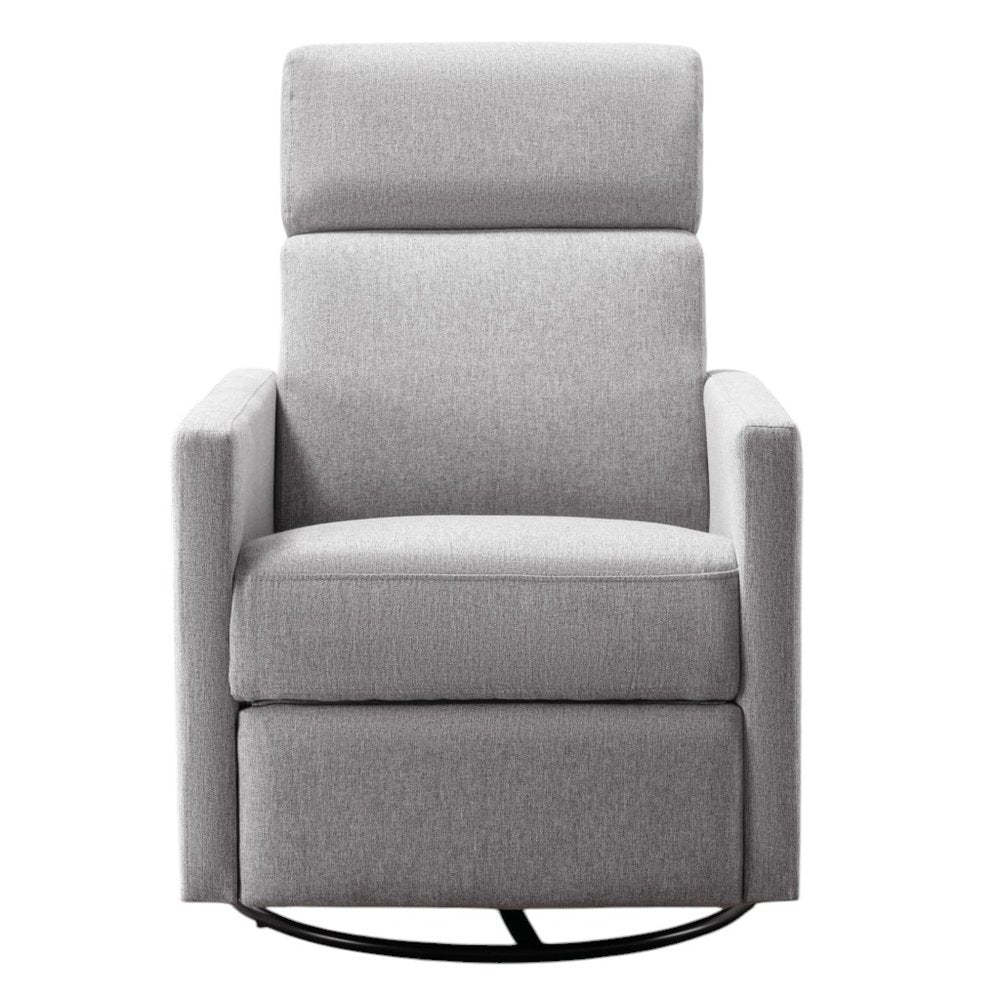 26" Gray Tufted Linen Gliding Swivel Manual Rocker Recliner HomeRoots