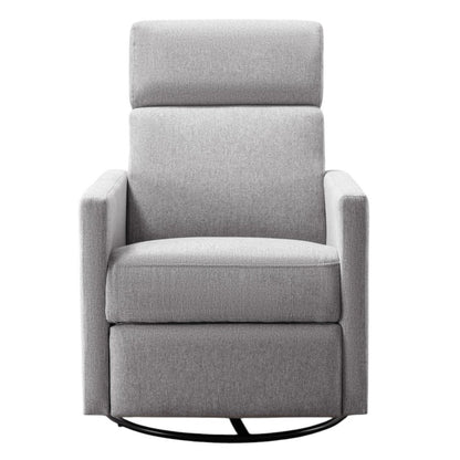 26" Gray Tufted Linen Gliding Swivel Manual Rocker Recliner HomeRoots