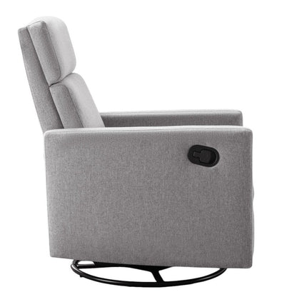 26" Gray Tufted Linen Gliding Swivel Manual Rocker Recliner HomeRoots
