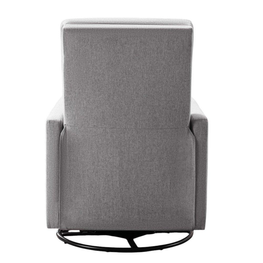26" Gray Tufted Linen Gliding Swivel Manual Rocker Recliner HomeRoots