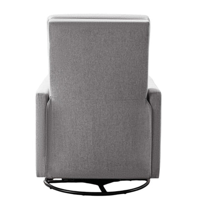 26" Gray Tufted Linen Gliding Swivel Manual Rocker Recliner HomeRoots