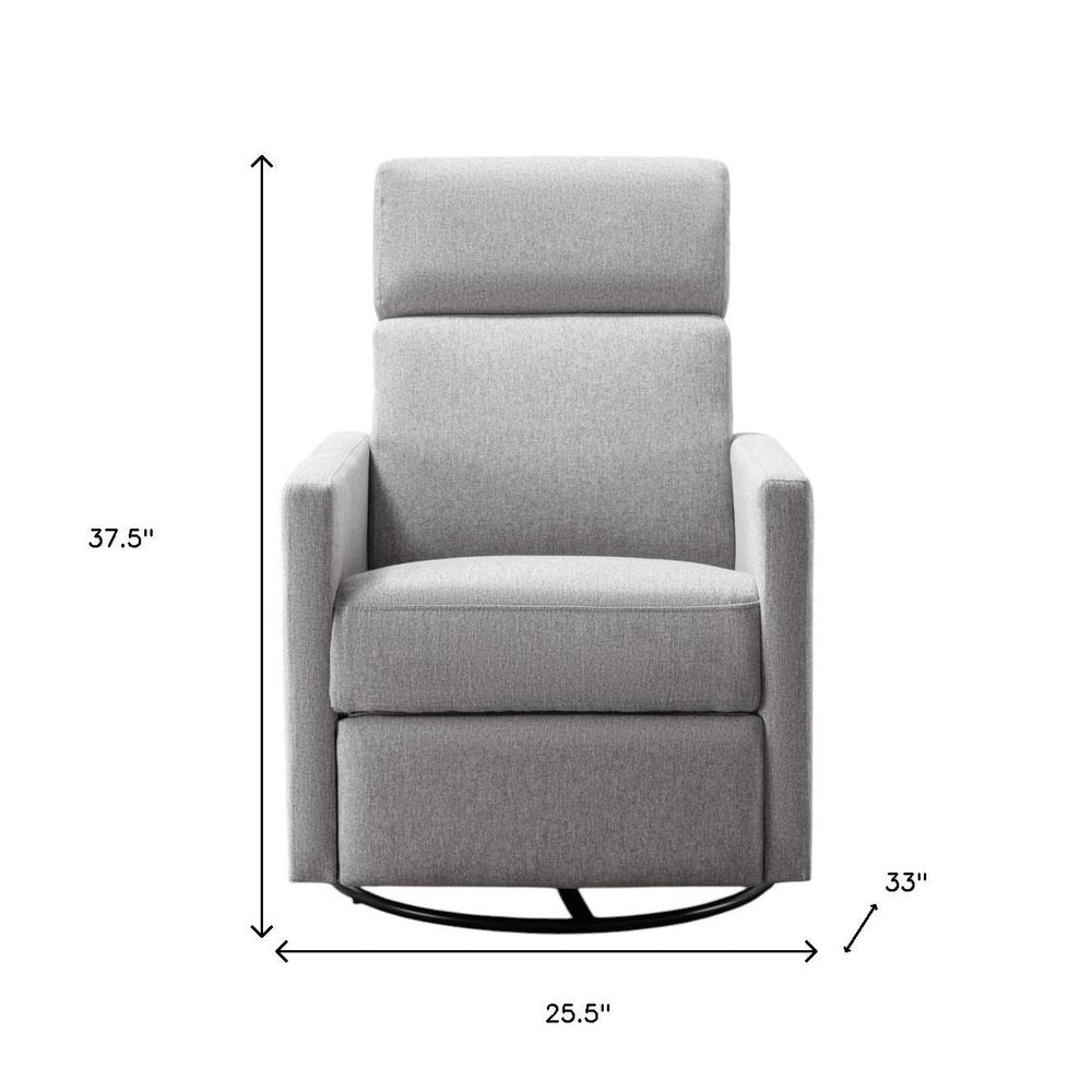 26" Gray Tufted Linen Gliding Swivel Manual Rocker Recliner HomeRoots