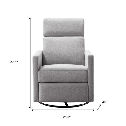 26" Gray Tufted Linen Gliding Swivel Manual Rocker Recliner HomeRoots