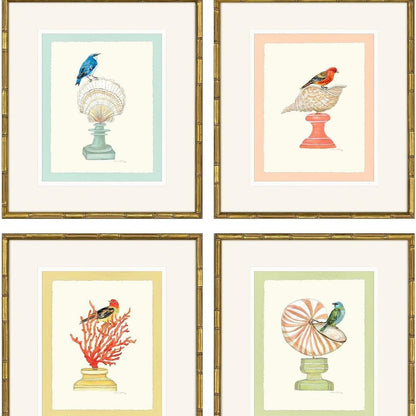 Set Of Four Bird with Shell Gold Framed Wall Art HomeRoots