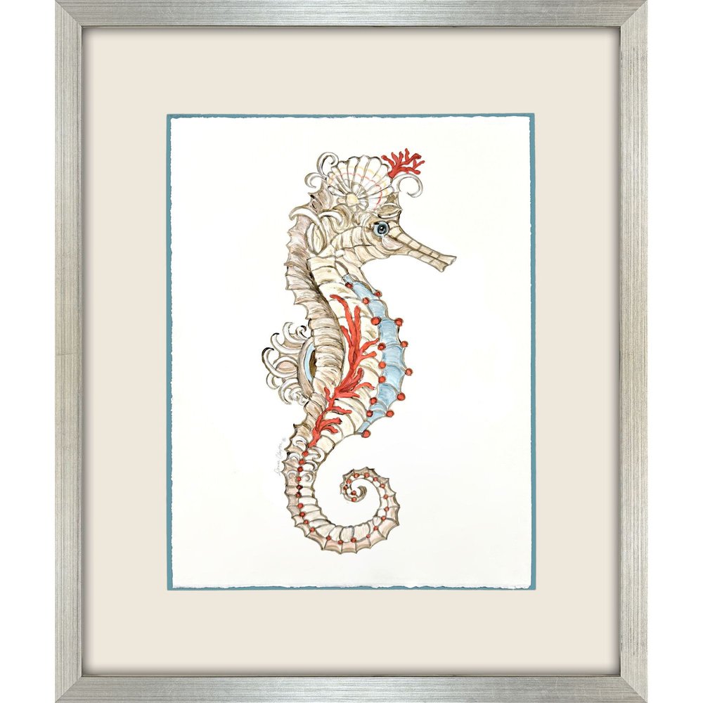 Seahorse Celebration I Silver Shadowbox Wall Art HomeRoots