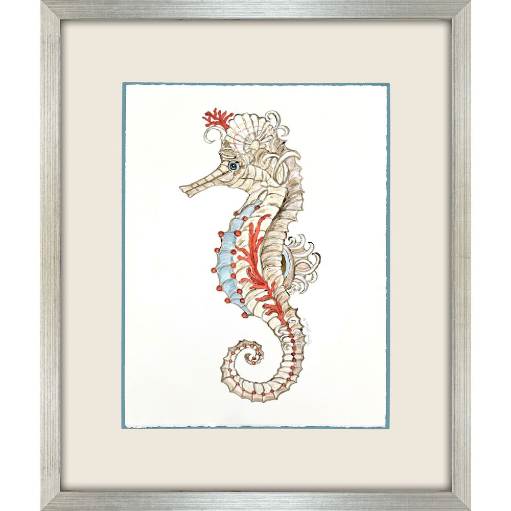 Seahorse Celebration I Silver Shadowbox Wall Art HomeRoots