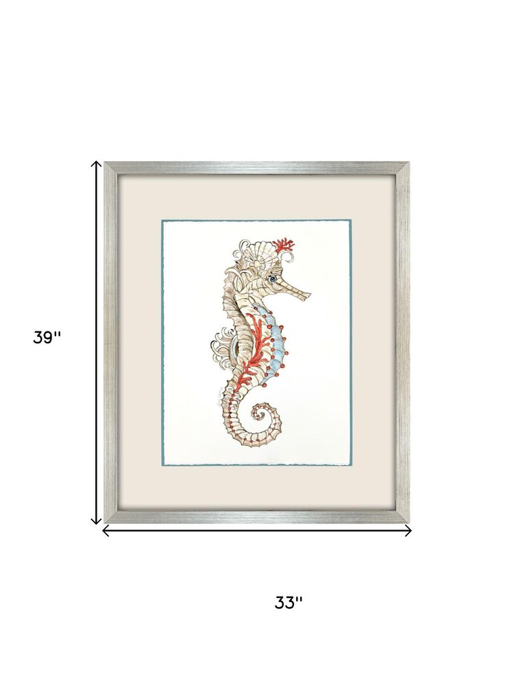 Seahorse Celebration I Silver Shadowbox Wall Art HomeRoots