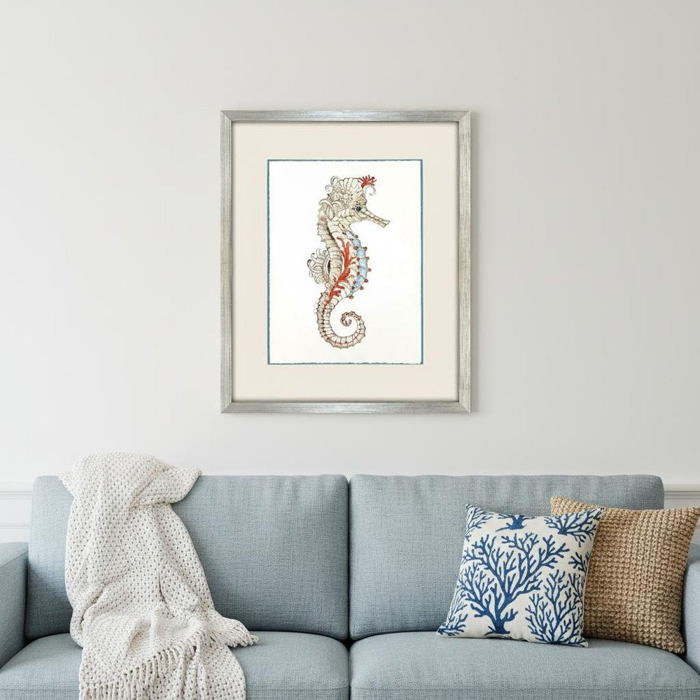 Seahorse Celebration I Silver Shadowbox Wall Art HomeRoots