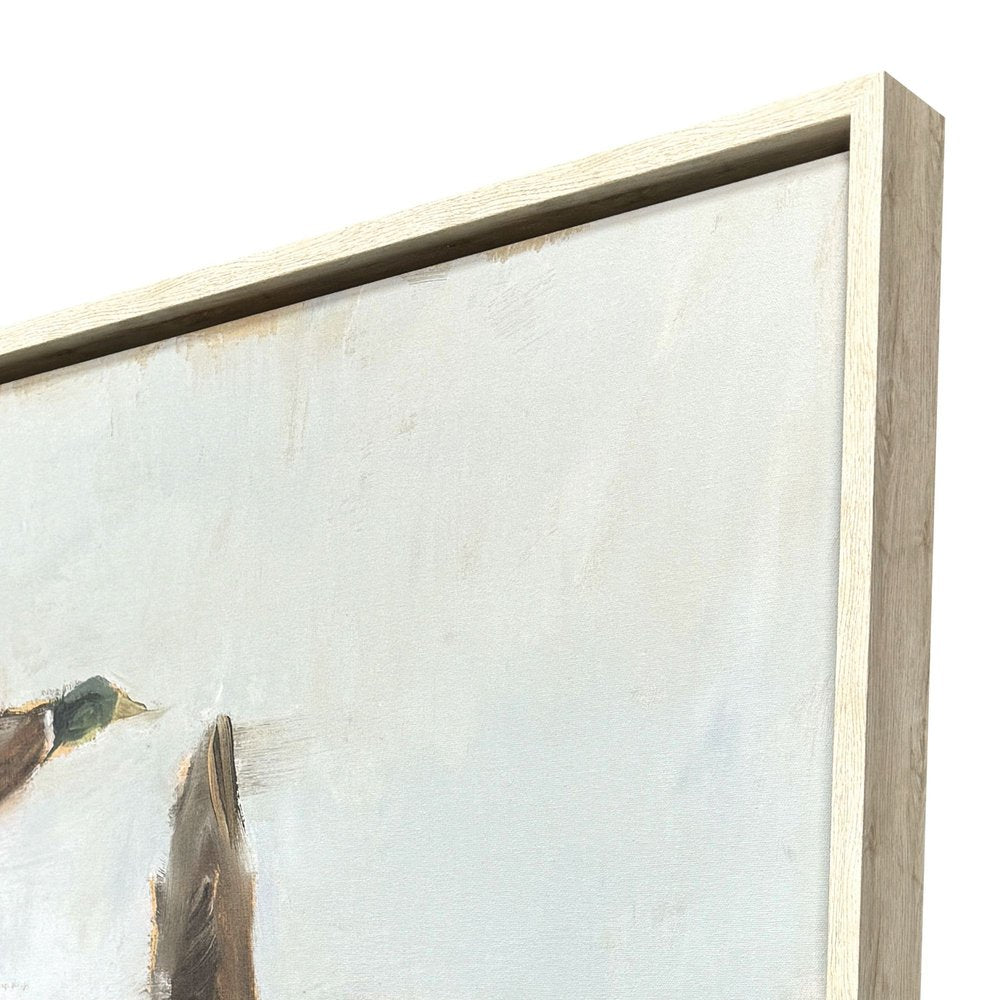 Mallard Migration I Distressed White Floater Frame Wall Art HomeRoots