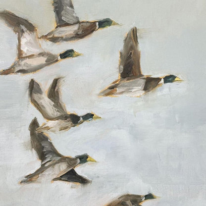 Mallard Migration I Distressed White Floater Frame Wall Art HomeRoots